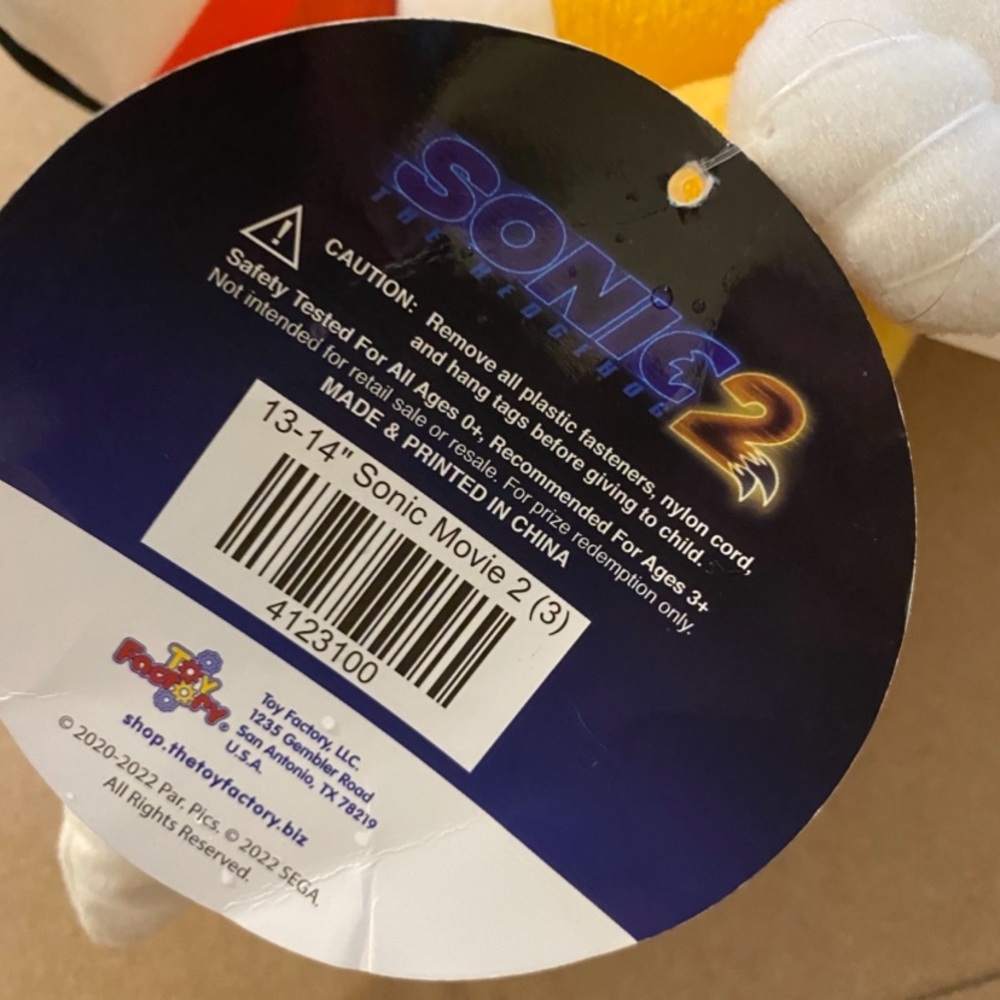 Tails from Sonic 2.   Yellow and White Stuffed Animal Plush Toy - Picture 3 of 5